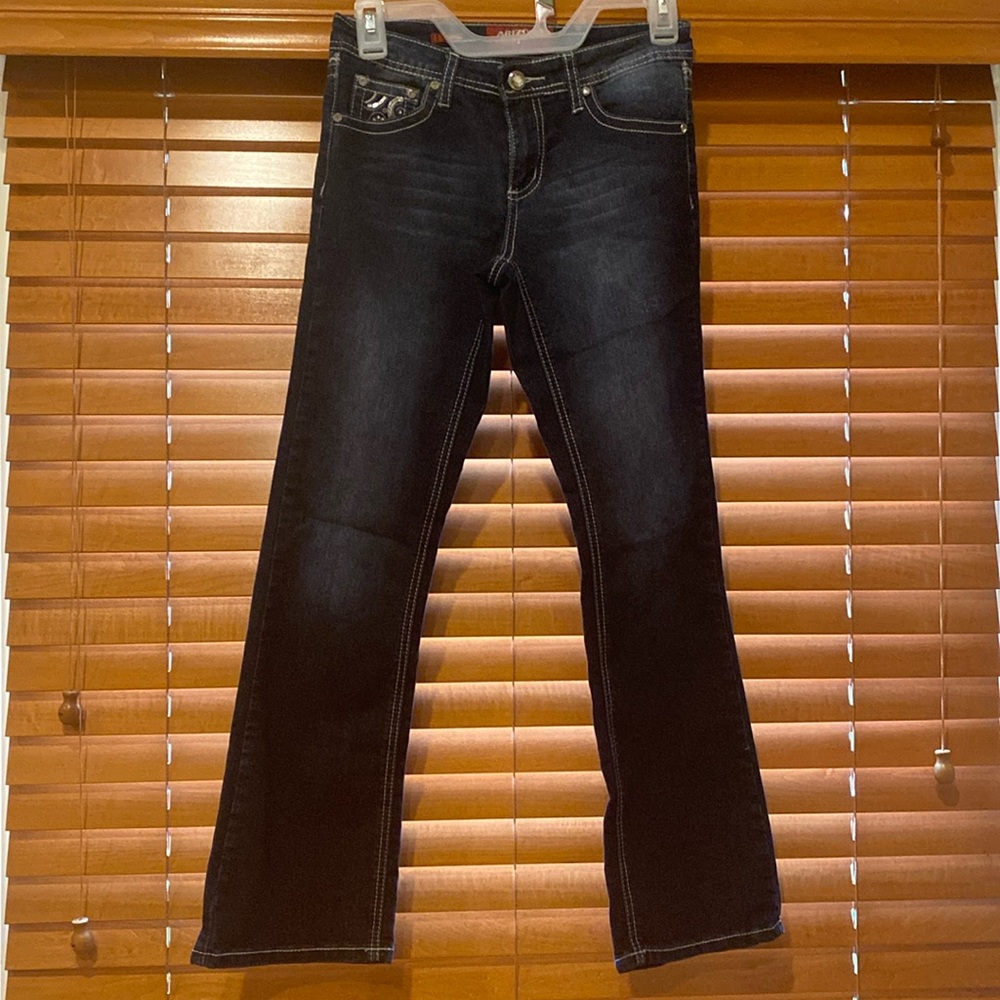 Bedazzled Arizona Blue Jeans bootcut size 14R- Like new (e)